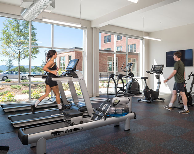 indoor gym facility in use by residents